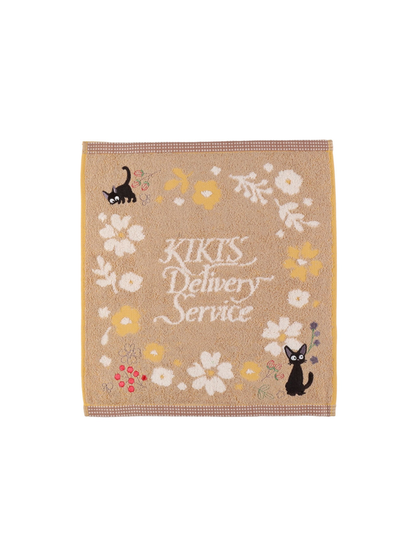 Kiki’s Delivery Service Sepia Flower Wash Towel Organic Cotton Embroidered