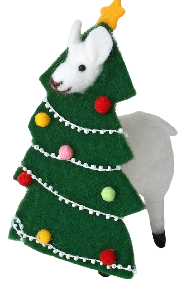 KIKA Wool Felt Alpaca Christmas Tree Ornament S