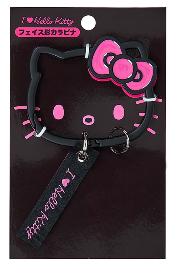 Sanrio Hello Kitty Black Face-Shaped Carabiner Keychain