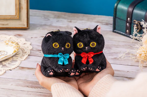 mofusand Sitting Black Cat Mascot Keychain