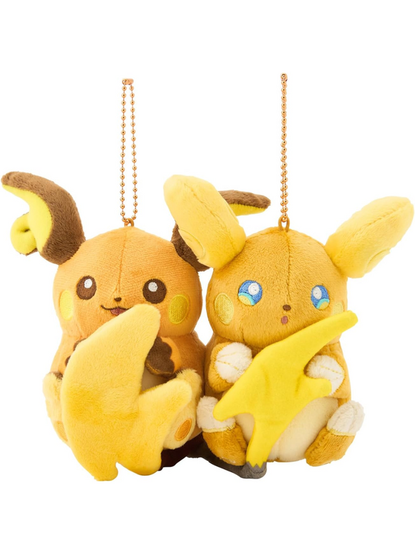 Pokemon Center Plush Raichu & Alolan Raichu Magnetic Pair Mascot