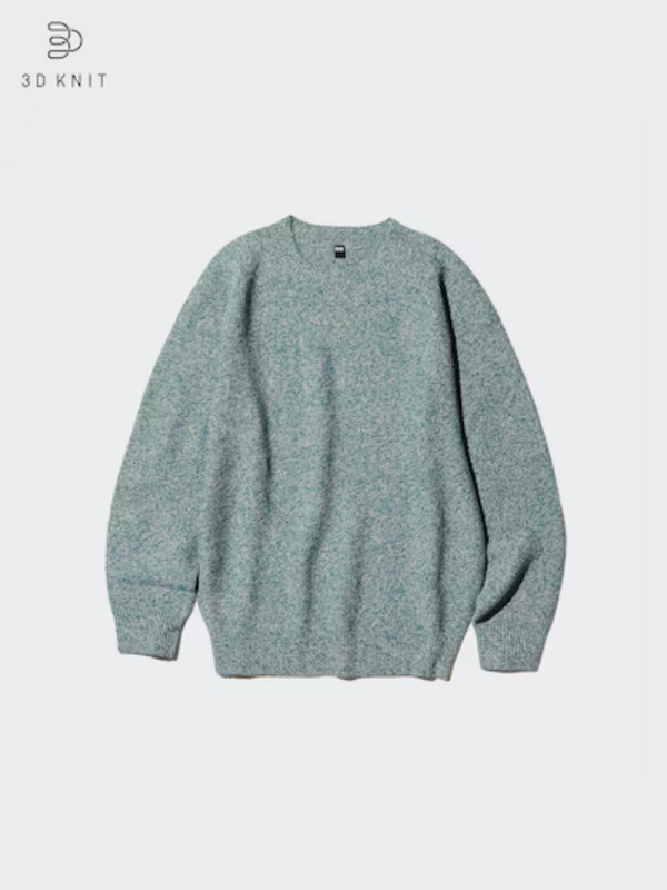 UNIQLO 3D Knit Sweater S-4XL Long-Sleeve Crew-Neck Pullover