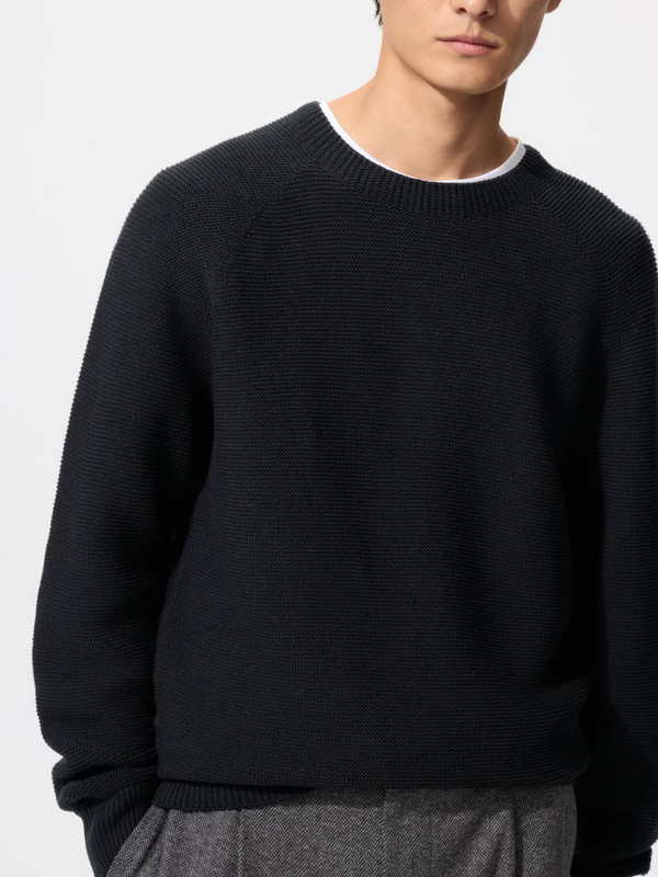 UNIQLO 3D Knit Sweater S-4XL Long-Sleeve Crew-Neck Pullover