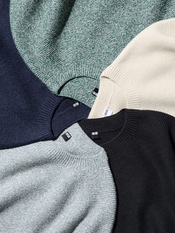 UNIQLO 3D Knit Sweater S-4XL Long-Sleeve Crew-Neck Pullover