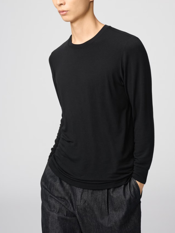 UNIQLO Extra Warm HEATTECH Cashmere Blend Crew Neck T-Shirt 9/10 Sleeve