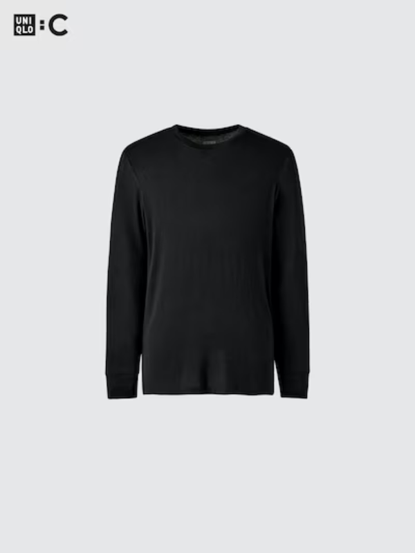 UNIQLO Extra Warm HEATTECH Cashmere Blend Crew Neck T-Shirt 9/10 Sleeve