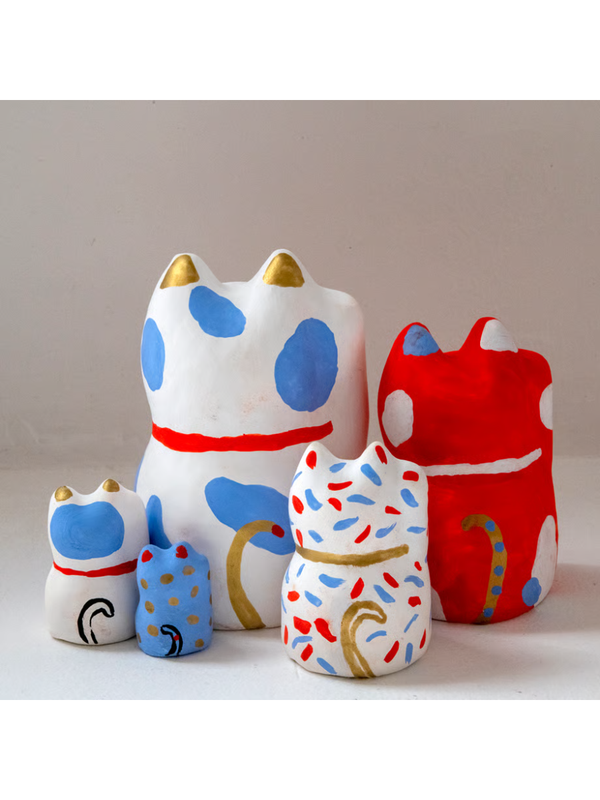 Marie Assenat Hariko-shika Paris-nyan Cat Figurine Set Papier-Mache Lucky Charm