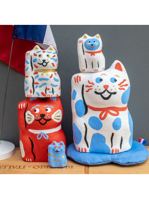 Marie Assenat Hariko-shika Paris-nyan Cat Figurine Set Papier-Mache Lucky Charm