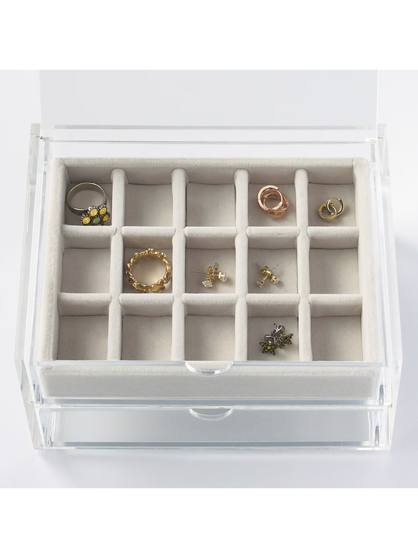 MUJI Acrylic Case Velvet Inner Grid Jewelry Case