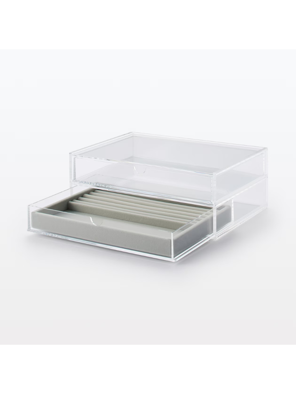 MUJI Acrylic Case Velvet Inner Tray Ring Case