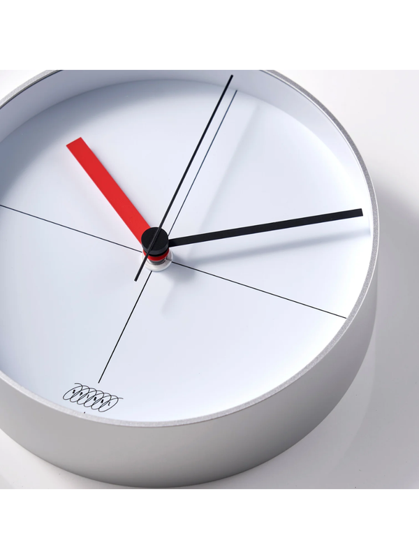 MoMA Ogura Silver White Line Wall Clock