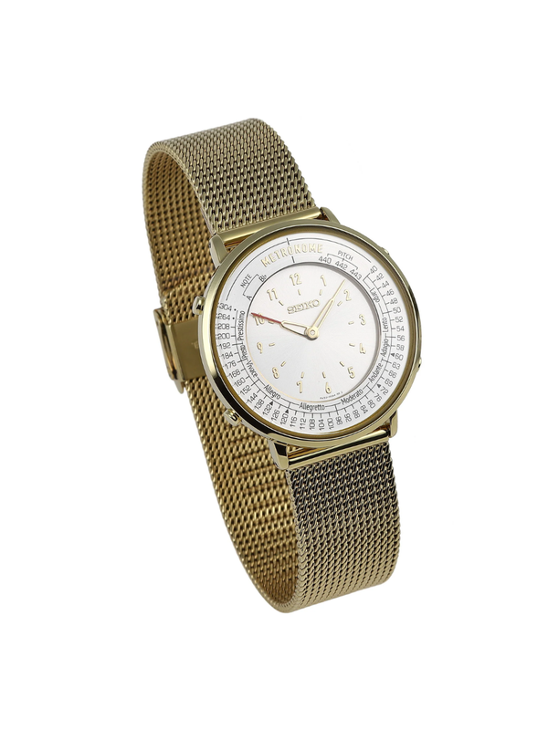 Seiko Metronome Watch Standard Line Gold Mesh Quartz Wristwatch SMW008A