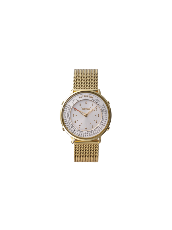 Seiko Metronome Watch Standard Line Gold Mesh Quartz Wristwatch SMW008A