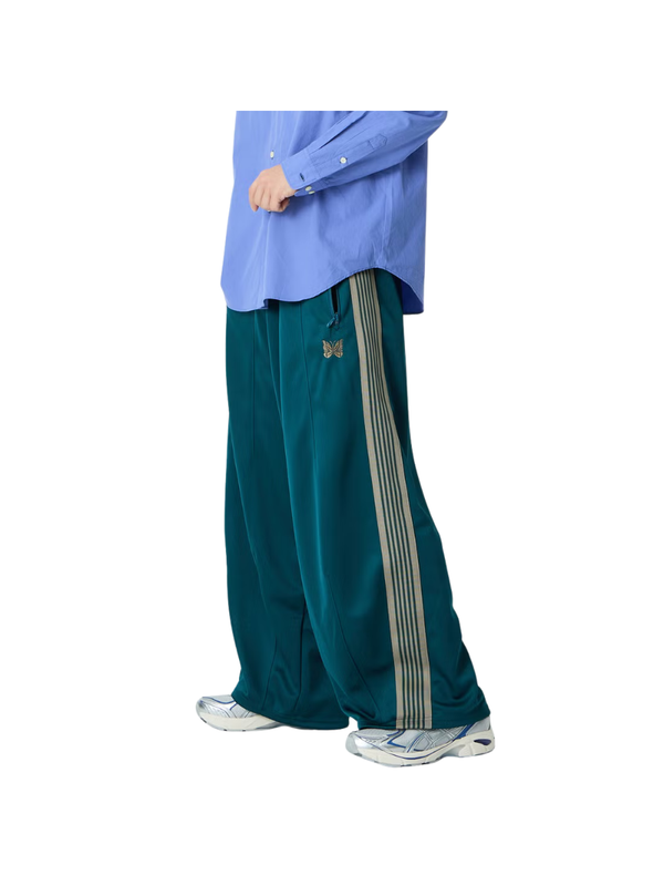 Needles H.D. Track Pants SX410 Green Poly Smooth Wide Leg