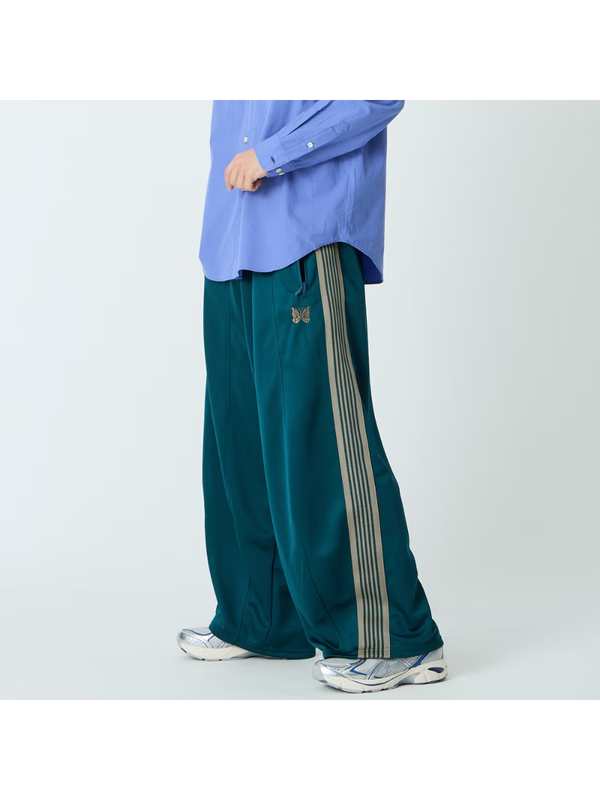 Needles H.D. Track Pants SX410 Green Poly Smooth Wide Leg
