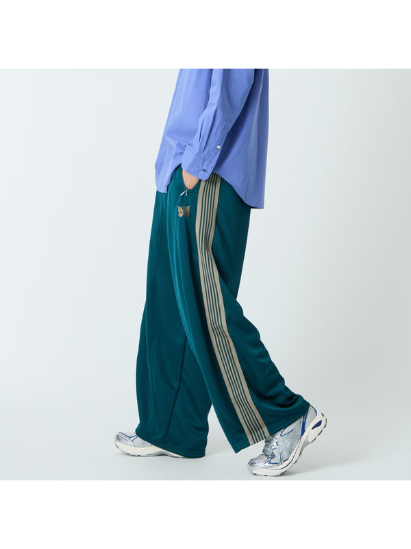 Needles H.D. Track Pants SX410 Green Poly Smooth Wide Leg
