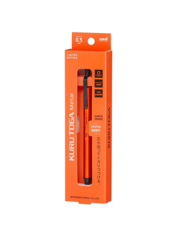 Uni Kuru Toga Metal Mechanical Pencil 0.5mm Sunrise Orange Limited Edition