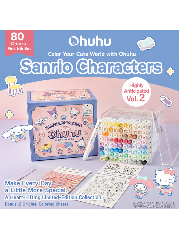 Ohuhu x Sanrio Characters Collaboration – 80-Color Marker Set