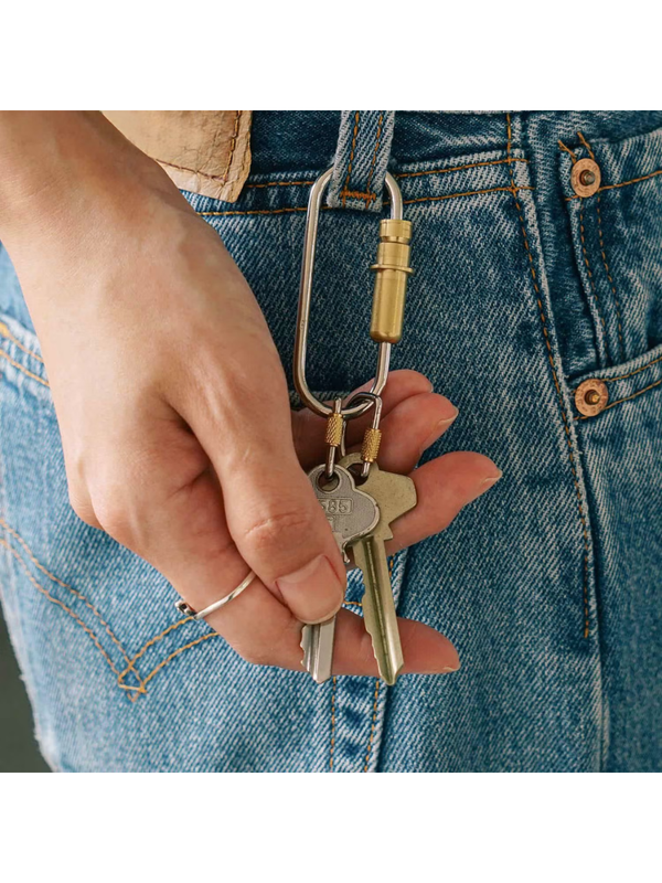 CANDY DESIGN & WORKS Bullet-Inspired Carabiner Key Holder  Nickel  Brass