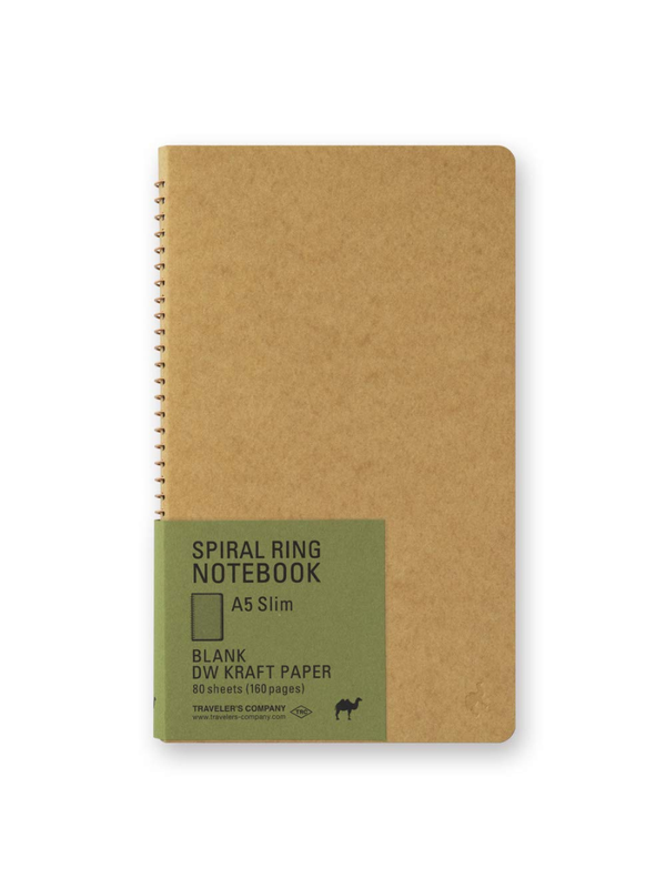 TRAVELER'S COMPANY A5 Slim Spiral Ring Notebook – Plain Kraft Paper Camel