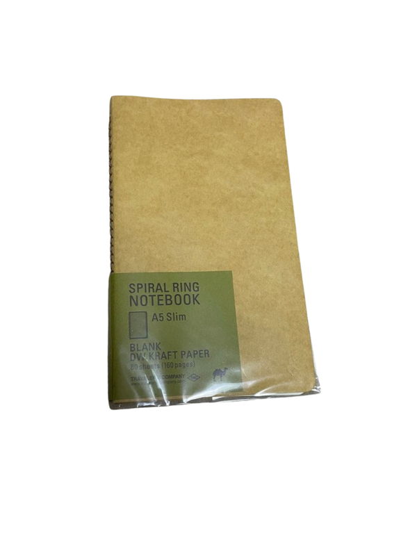 TRAVELER'S COMPANY A5 Slim Spiral Ring Notebook – Plain Kraft Paper Camel