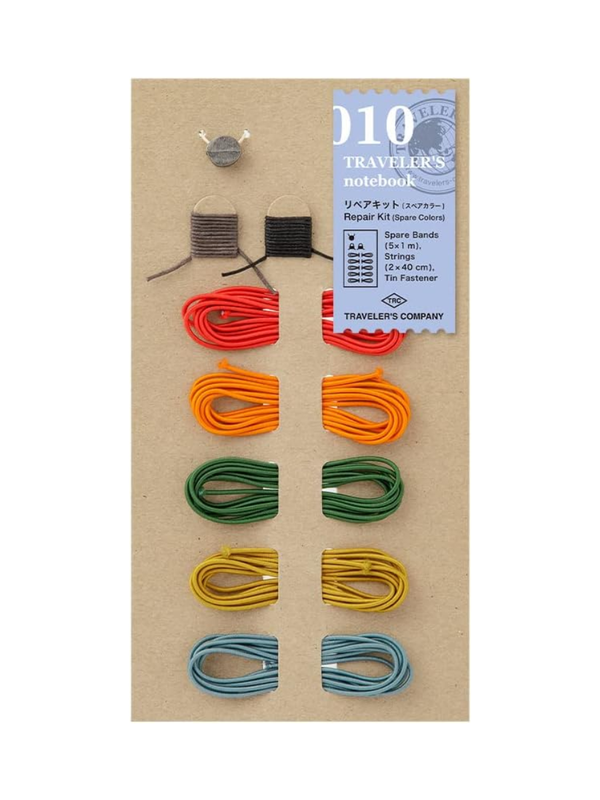 TRAVELER'S COMPANY Traveler's Notebook Repair Kit Spare Color 14467006 – 5 Replacement Bands 2 Bookmark Cords