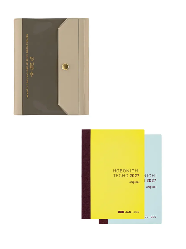 Hobonichi Techo 2027 Aileron Gray Cover Original Size A6 PVC Planner Cover with Snap Closure