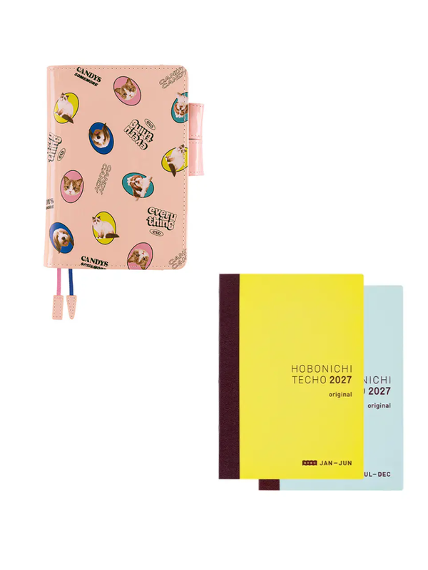 Hobonichi Techo 2027 Original A6 Cover Candy Stripper DOG & CAT Random Pink