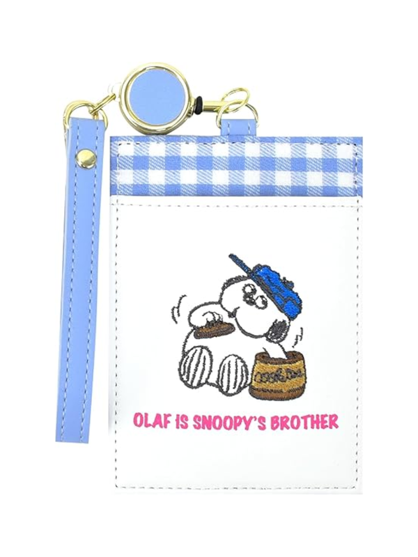 Snoopy Single Card Holder 0444 White - Olaf Checkered Design
