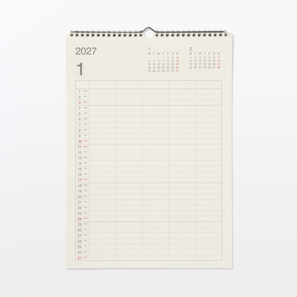 MUJI 2027 Family Wall Calendar A3 Size