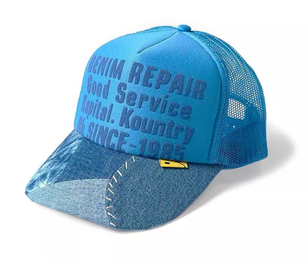 kapital DENIM REPAIR SERVICE PT denim truck cap hat trucker sax blue