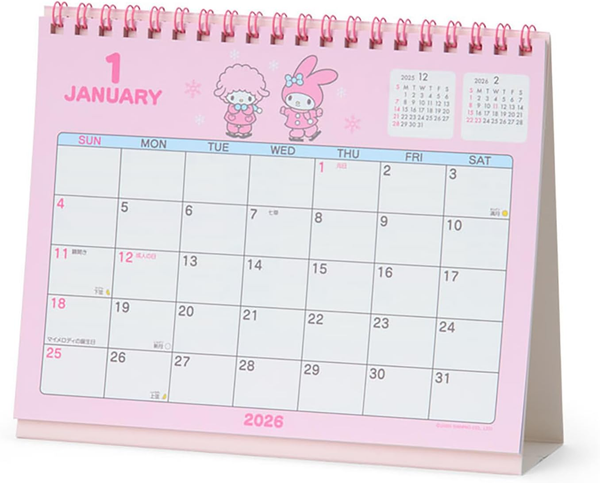 Sanrio 622044 Ring Calendar 2026 My Melody Tabletop Paper Calendar
