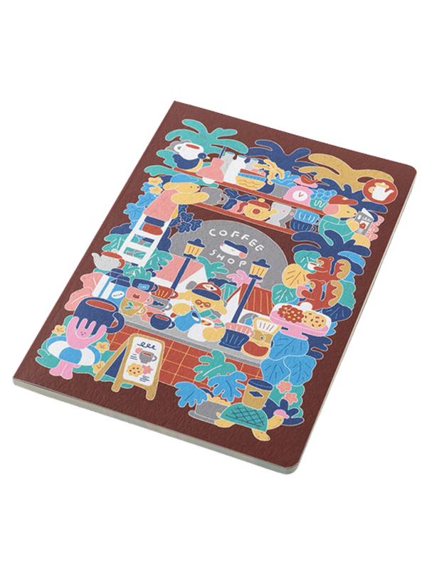 Midori Yuru Log B6 Dot Grid Notebook - Coffee Shop Design (15401006)