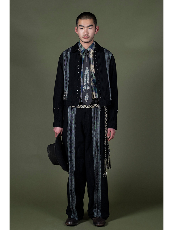 Kapital 12oz Arrow Pattern Jacquard Denim Port Baggy Pants