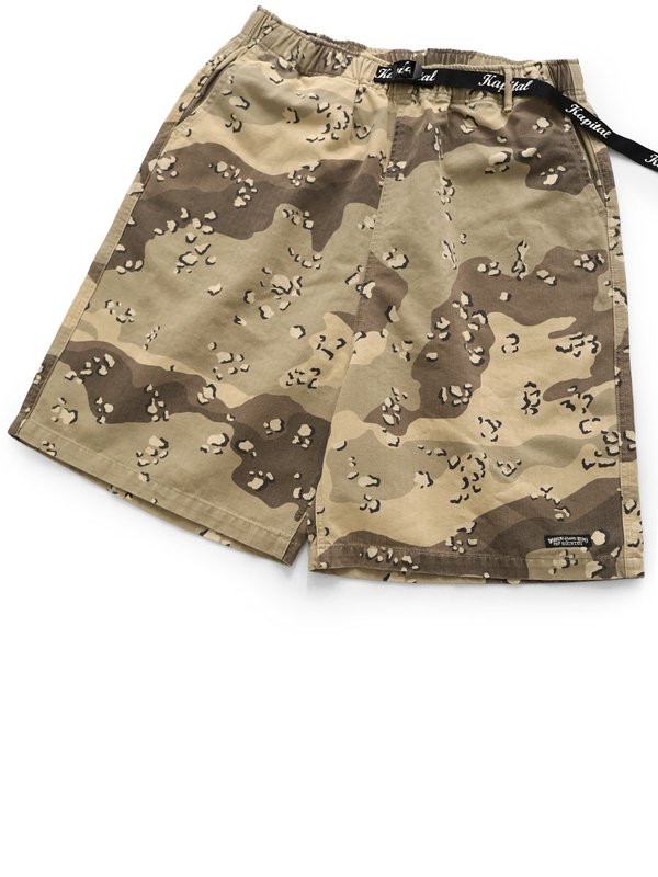 Kapital Cotton Herringbone PECKISH Chocolate Chip Camo Easy Short Pants