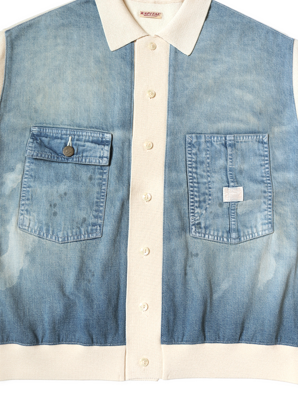 Kapital Knit x 8oz Denim Coverall Polo Shirt
