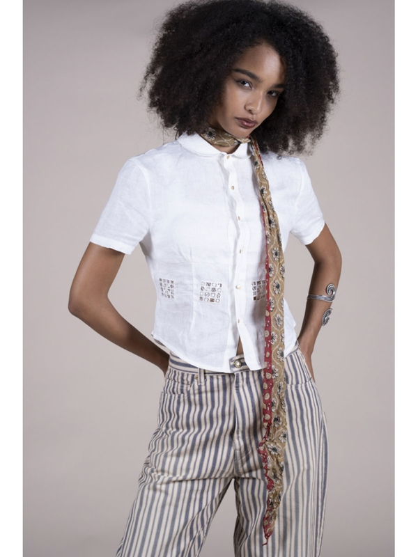 Kapital Linen Drawnwork A Cappella Blouse tee women