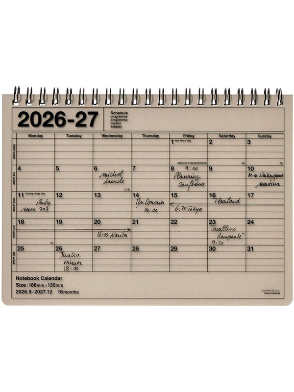 MARK'S 2027 Notebook Calendar Planner B6 September 2026 Start 27ADR-NB2