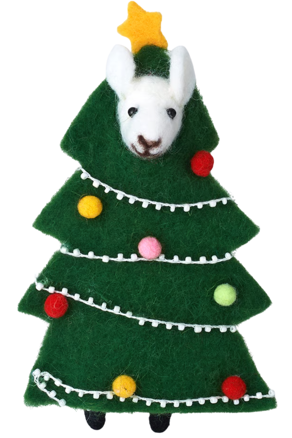 KIKA Wool Felt Alpaca Christmas Tree Ornament S