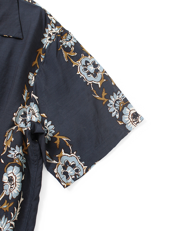 Kapital Silk Rayon Toggle Maile Print Short-Sleeve Open-Collar Shirt