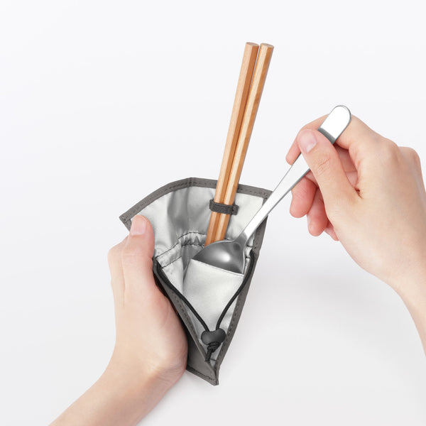 MUJI Nylon Cutlery Pouch – Gray or Beige