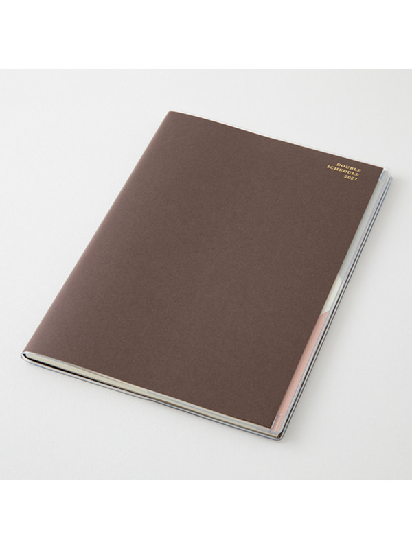 Midori 2027 B6 Double Schedule Monthly Diary Dark Brown