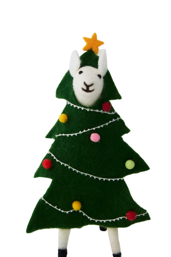 KIKA Wool Felt Alpaca Christmas Tree Ornament M