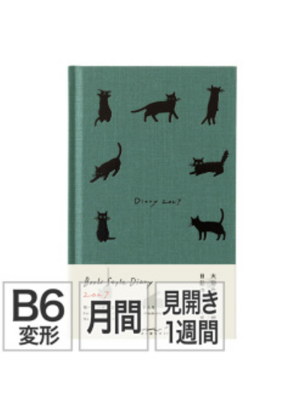 Midori 2027 Japanese Cat Diary B6 Slim Set