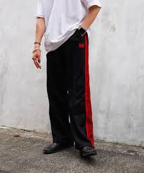 Needles 24ss EXCLUSIVE Track Pant - Poly Smooth - Black×Red