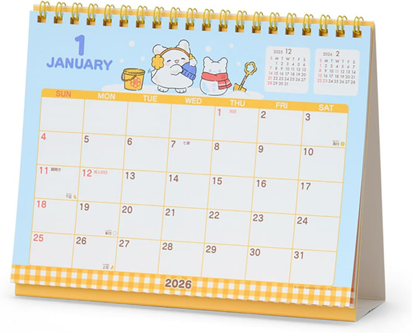 Sanrio 622206 Ring Calendar 2026 Ghosts Tabletop Paper Calendar