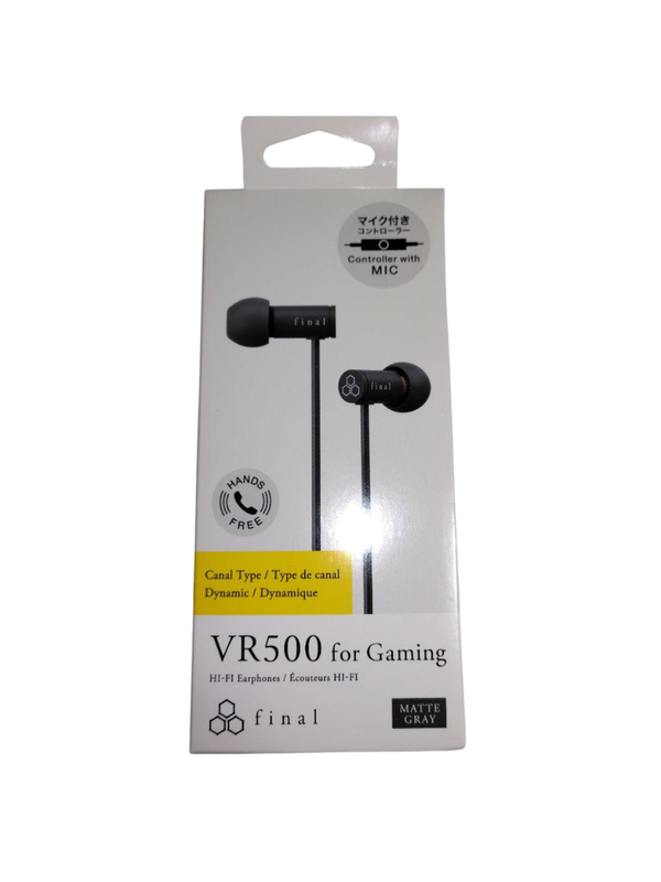 Final VR500 for Gaming Wired Gaming Earphones with Microphone In-Ear Headphones 3.5mm Plug Matte Gray