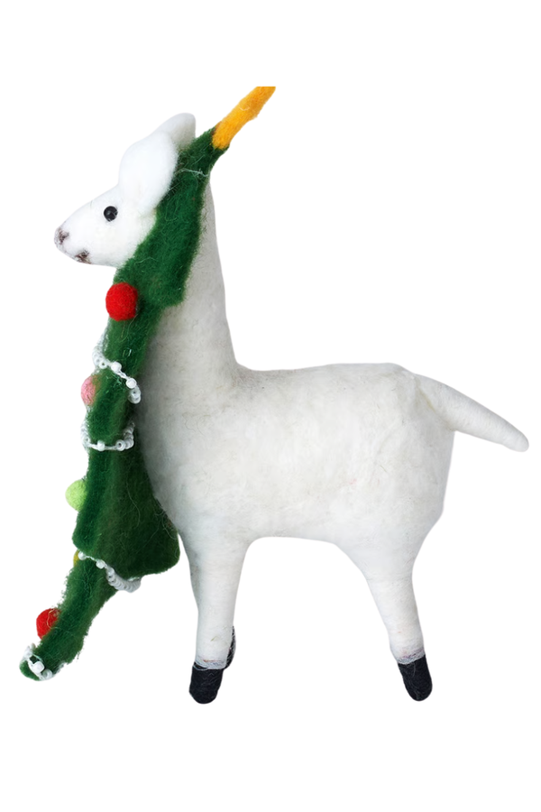 KIKA Wool Felt Alpaca Christmas Tree Ornament S