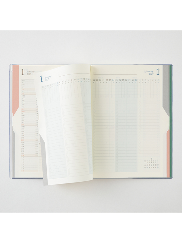 Midori 2027 B6 Double Schedule Monthly Diary Green