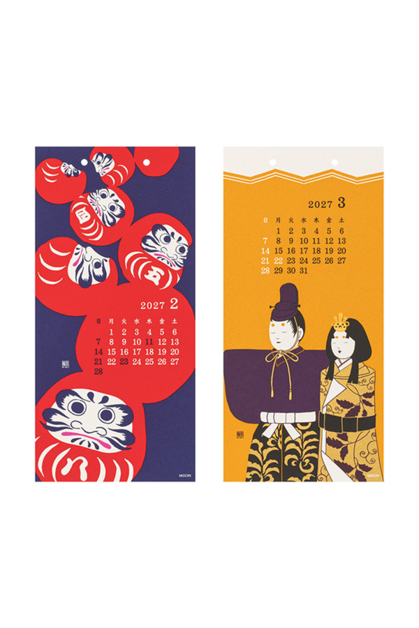 Midori Echizen Japanese Washi Wall Calendar 2027 – Traditional Seasonal Designs